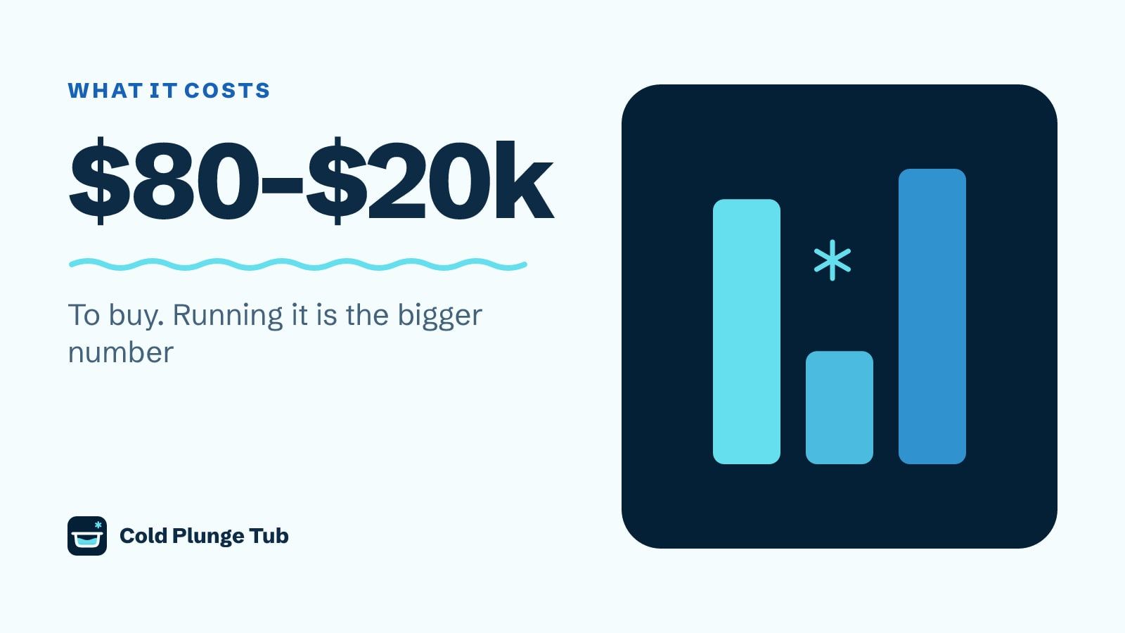 Diagram reading $80 to $20k, beside three bars comparing the first-year cost of three setups