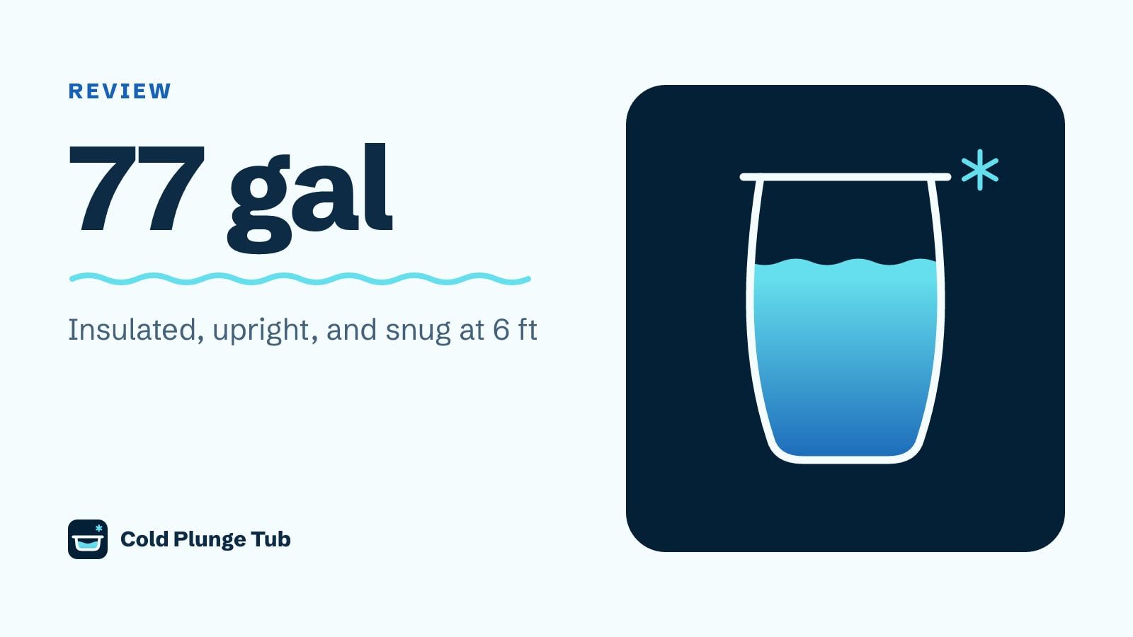 Line drawing of an upright barrel tub, captioned '77 gal: insulated, upright, and snug at 6 ft'